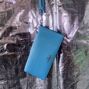 Coach Teal Leather Wristlet